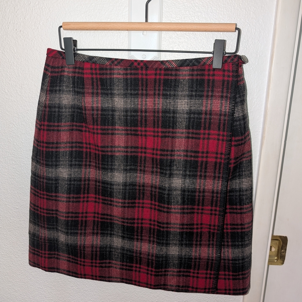 Red and Black Plaid Women's Wrap Skirt